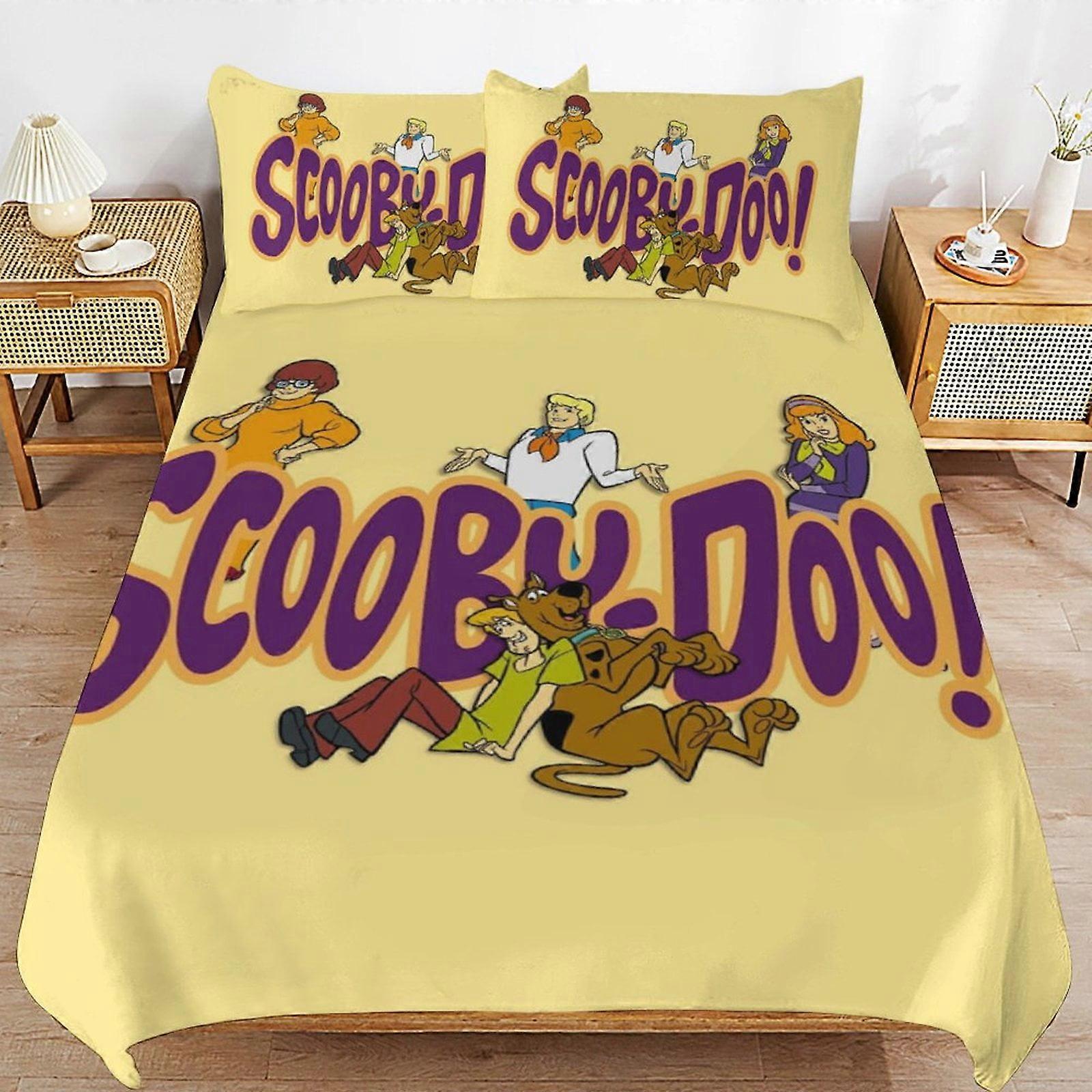 x38 Scooby Doo Comforter Set 3 Pieces Quilt Cover Set Soft Bedding Sets for All Seasons (1 Comforter 2 Pillowcases) hb38