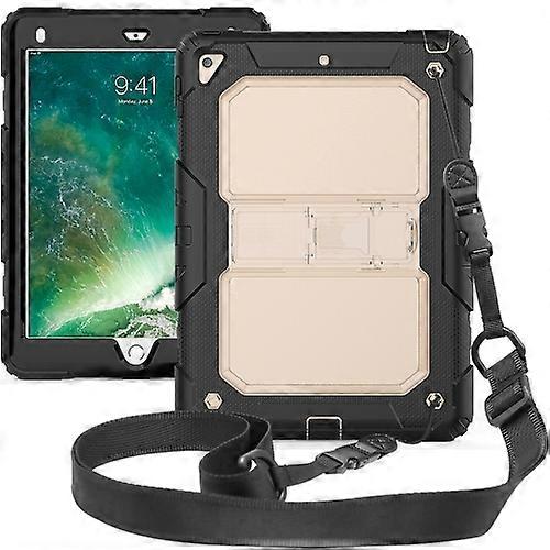 Shockproof Transparent PC + Silica Gel Protective Case for iPad 9.7 2018, with Holder/Shoulder Strap
