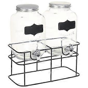 Getränkespender 2 Stück mit Standfuß 2 x 4 L Glas