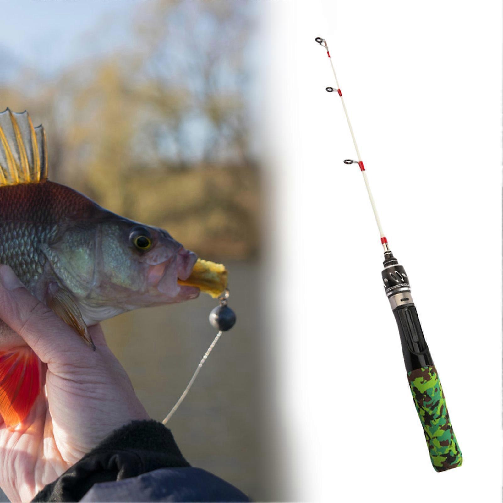 Mini Sensitive Ice Fishing Pole Resilient Ice Fishing Rod with Large Ceramic Guide Ring for Walleye Perch Panfish Bluegill