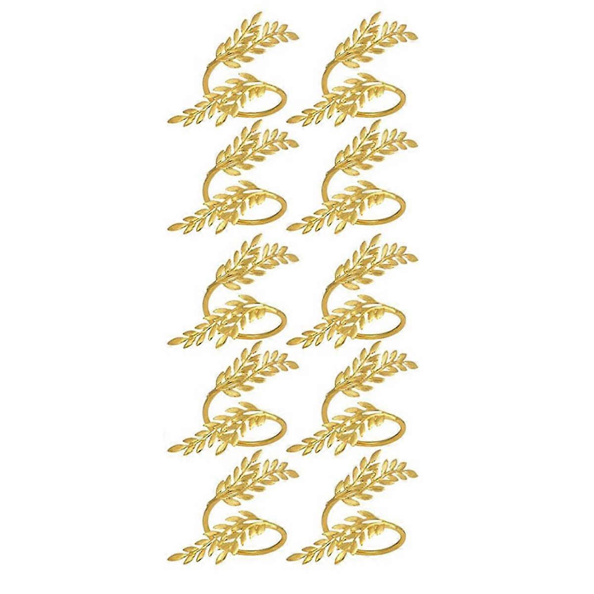 10st guld servett ringar, blad servett ringar, metall servett hållare för jul bröllop födelsedag och