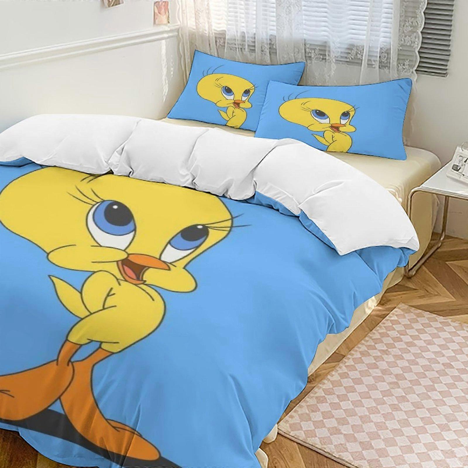 c677 TweetyBird 2 Capa de Edredom de Cama Conjuntos de Cama de Microfibra Conjuntos de Edredom Leve de 3 Peças, 1 Capa de Edredom e 2 Fronhas para Crianças ee677
