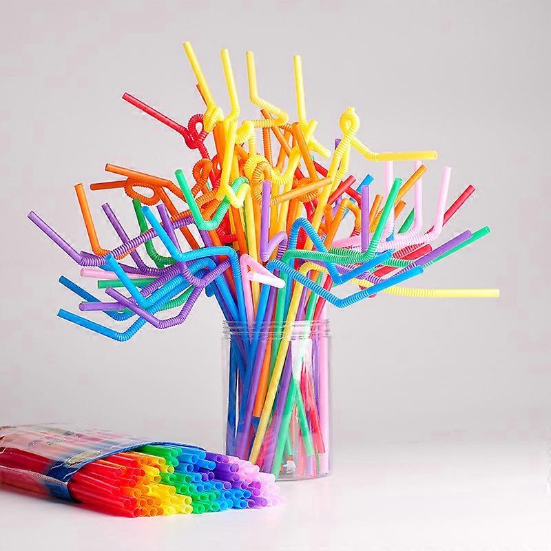 100Pcs Multi-Shaped Pegeant Plastic Drinking Straws Wedding Birthday Party FLYE2847