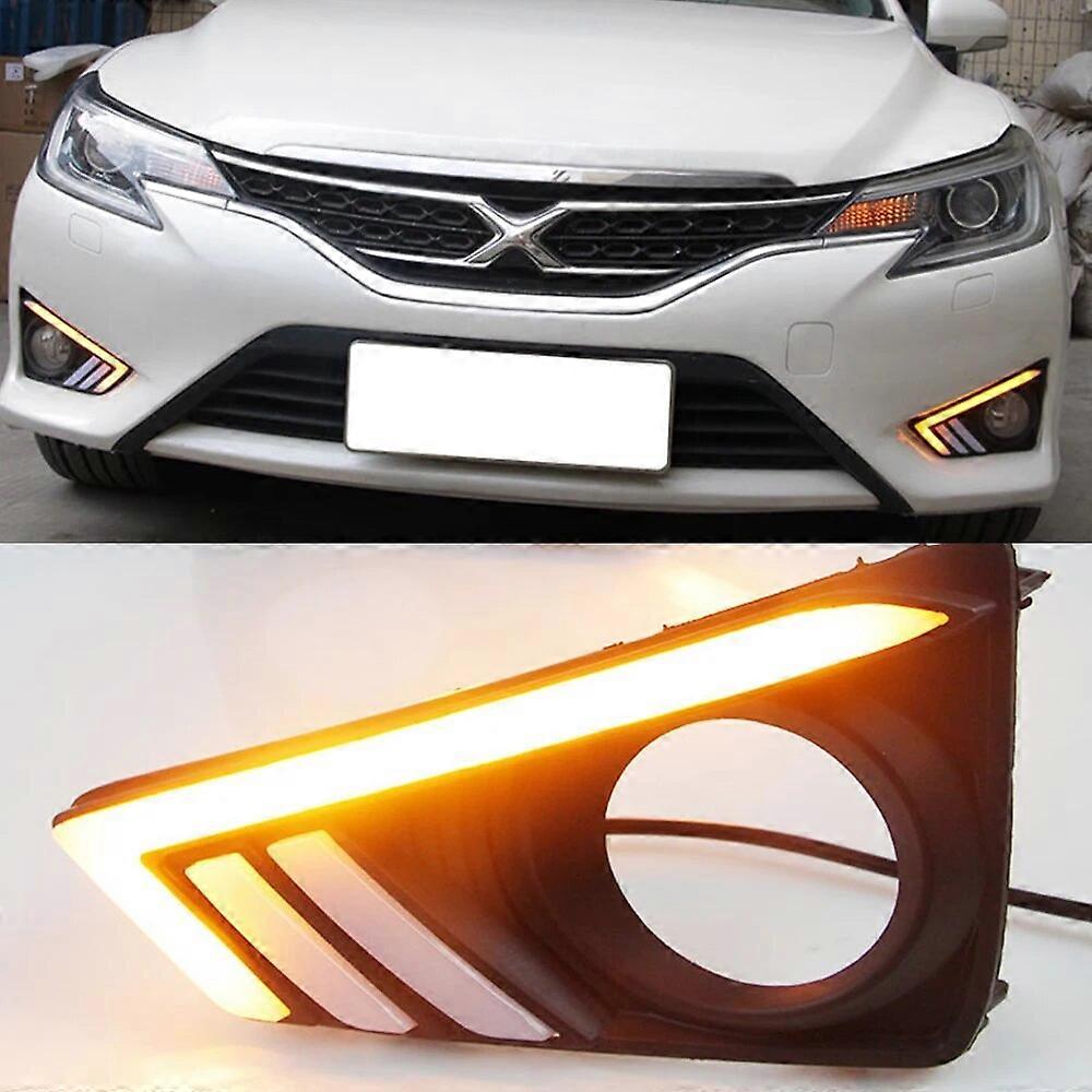 CSCSNL 2PCS Car DRL Daytime Running Light LED Fog Lamp with dynamic Yellow Turn Signal For Toyota MARK X REIZ 2013 - 2018