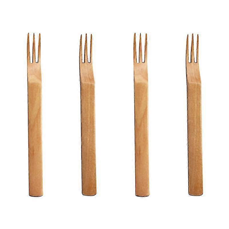 4pcs Wooden Fruit Fork