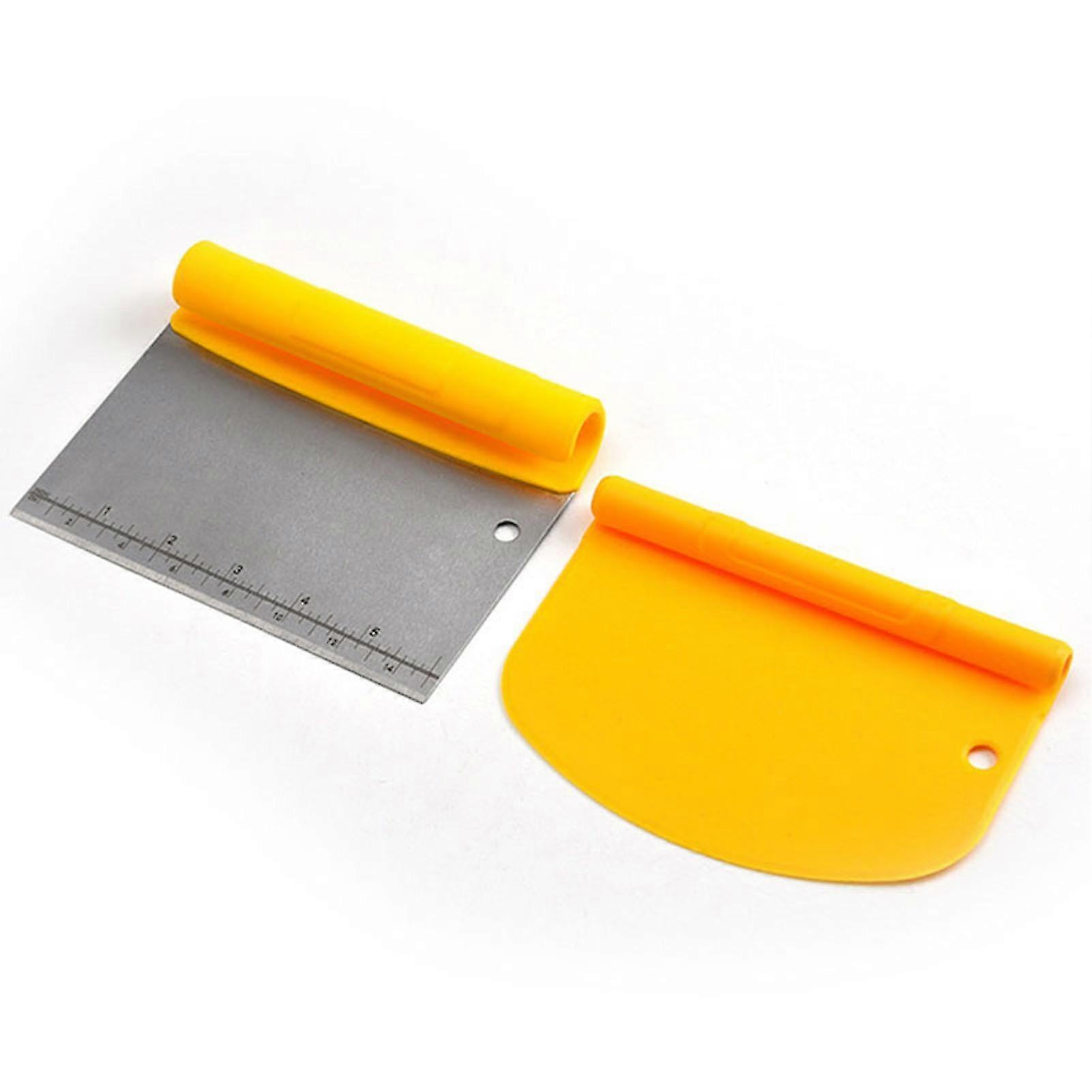 Dough Scraper Stainless Steel Cake Cutter with Measuring Scale Multi-Purpose Kitchen Baking Tools