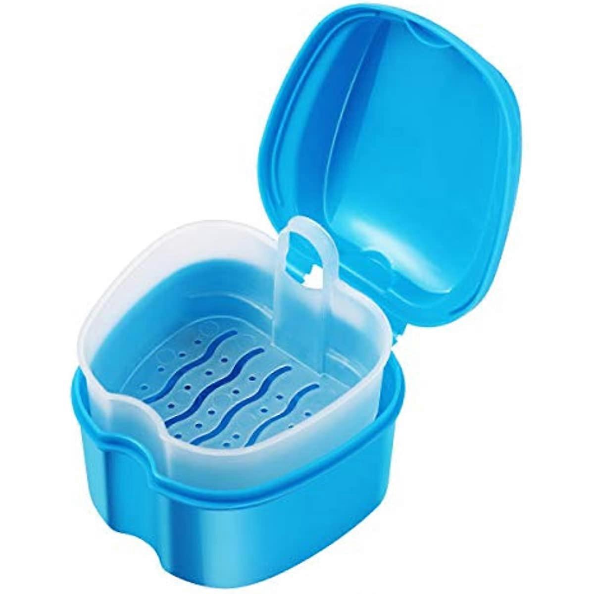 SUPVOX Denture Case Orthodontic Dental Retainer Box False Teeth Storage Container (Light Blue)