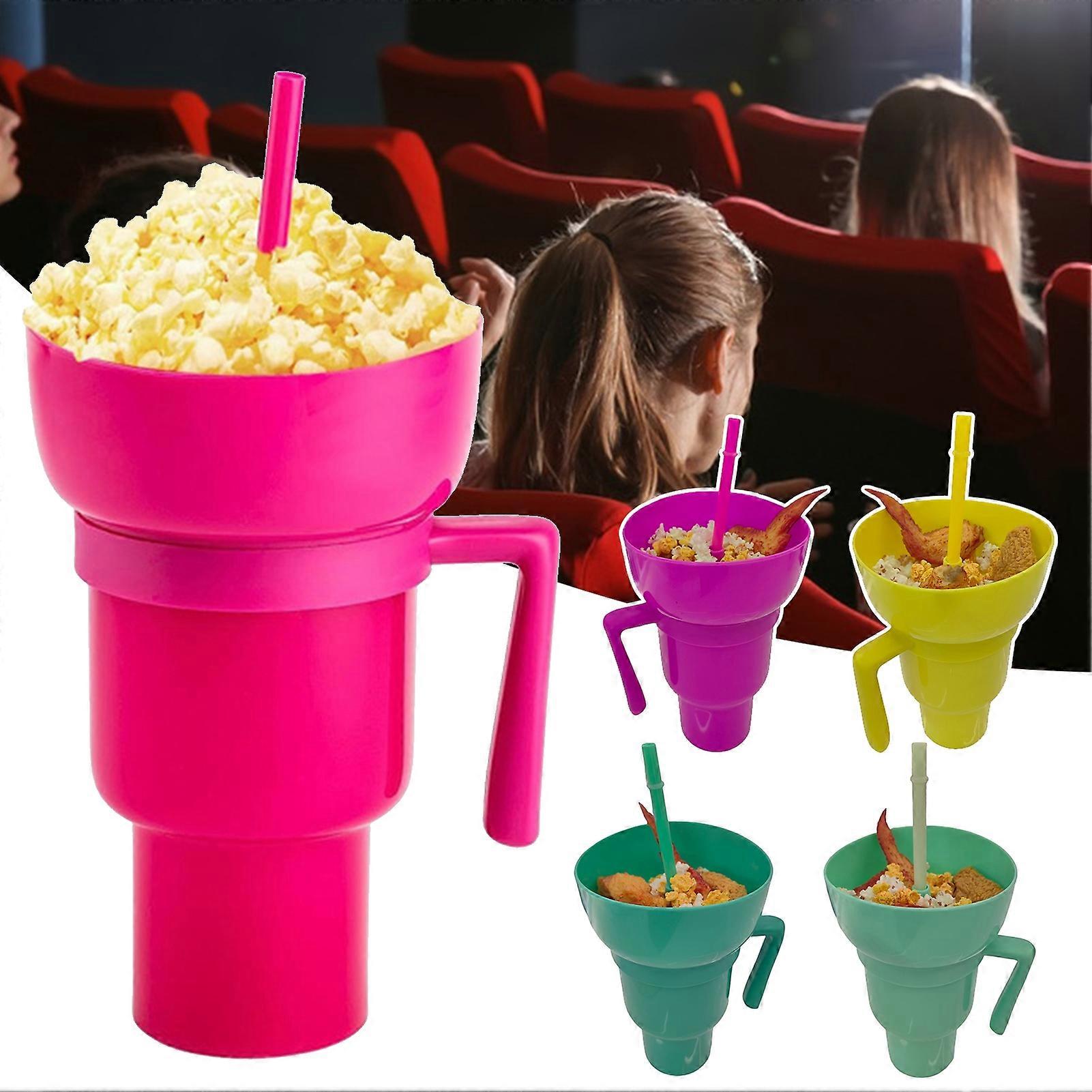 Popcorn Drink Cup Stadium Tumbler with Snack Bowl 2 In 1 Snack