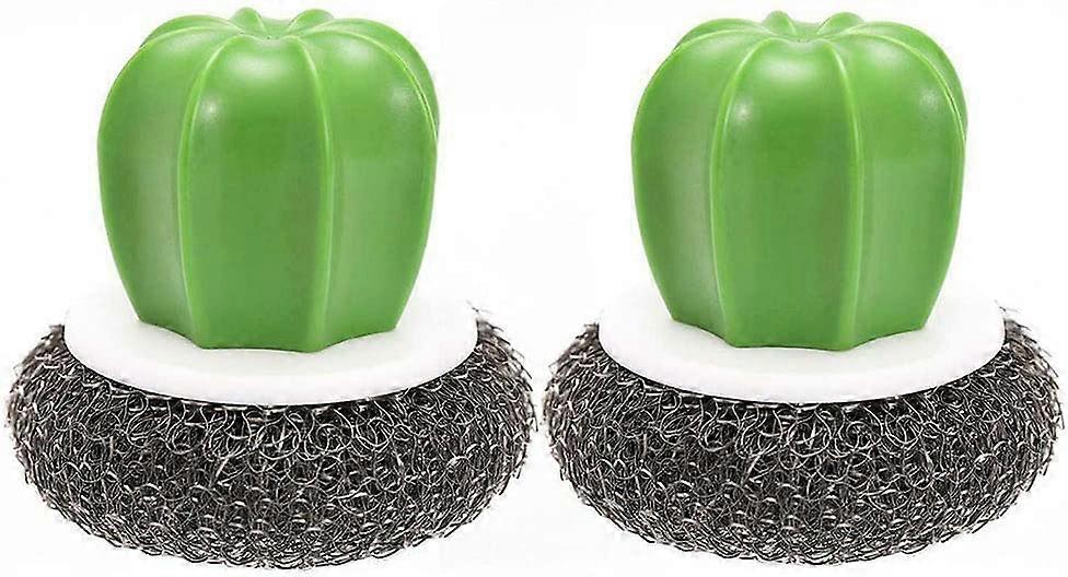 2pcs Creative Cactus Shaped Kitchen Brushes,Black Plastic Handle