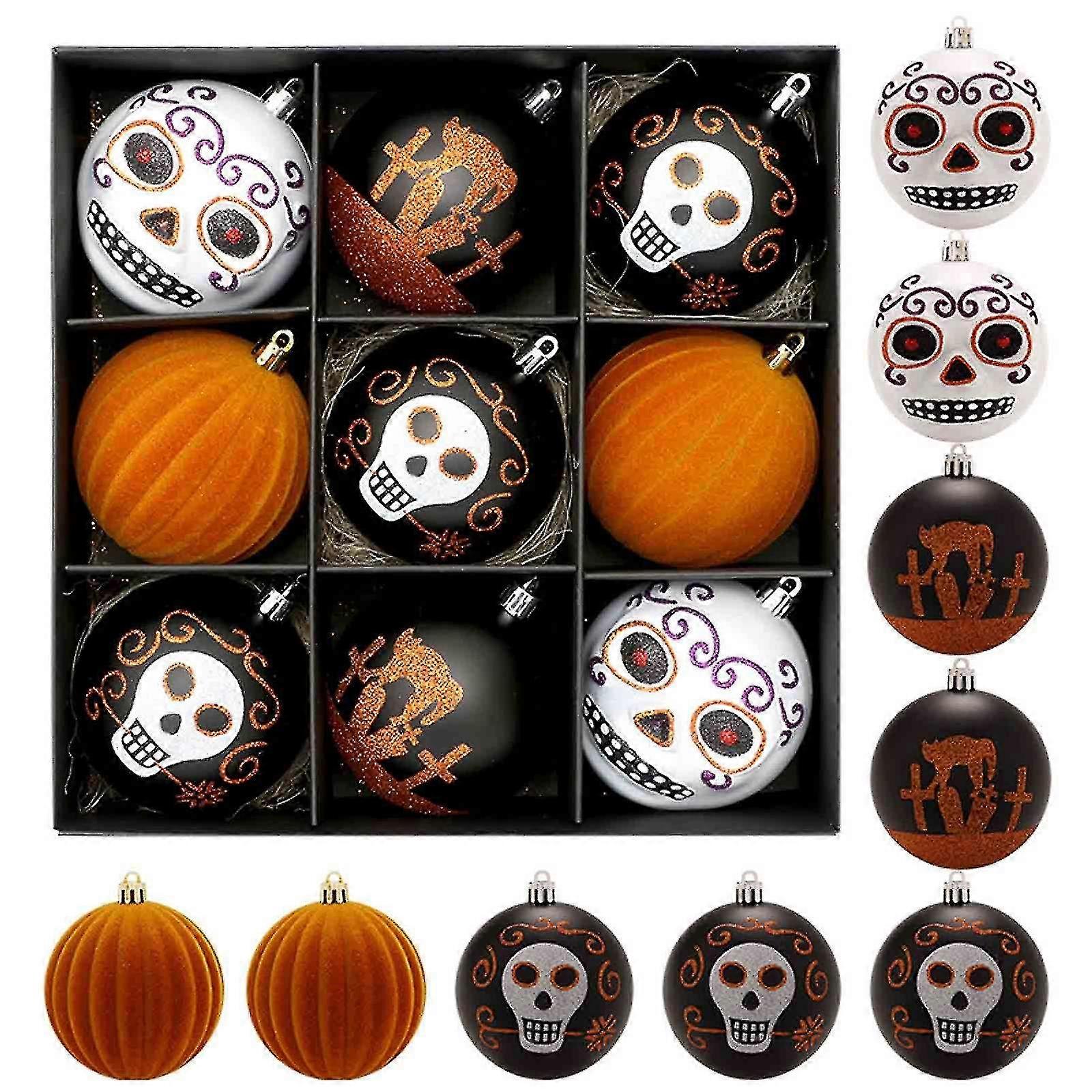 Halloween Decorative Ball 9 Colored Skeleton Plastic Ball Pendant Set