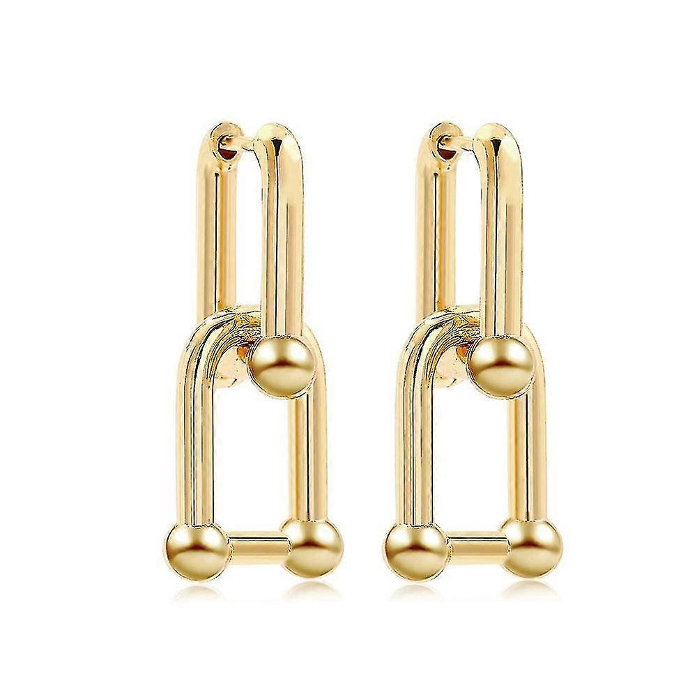 Mujer forma de U Pin Link Cadena Pendientes Pendientes Regalos