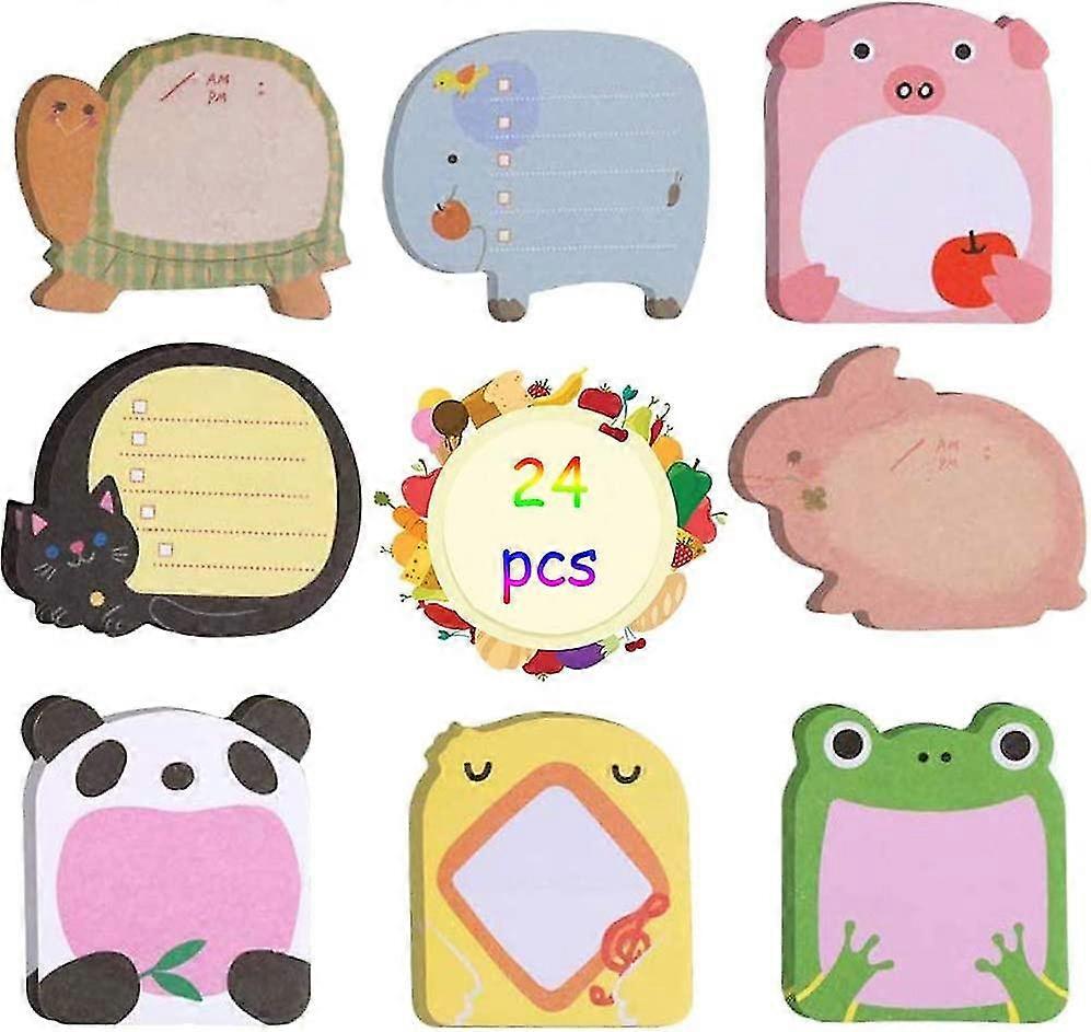 24 Pack Cute Sticky Notes, Sticky Notes for Refrigerator, Office Notes for School (8 Styles)