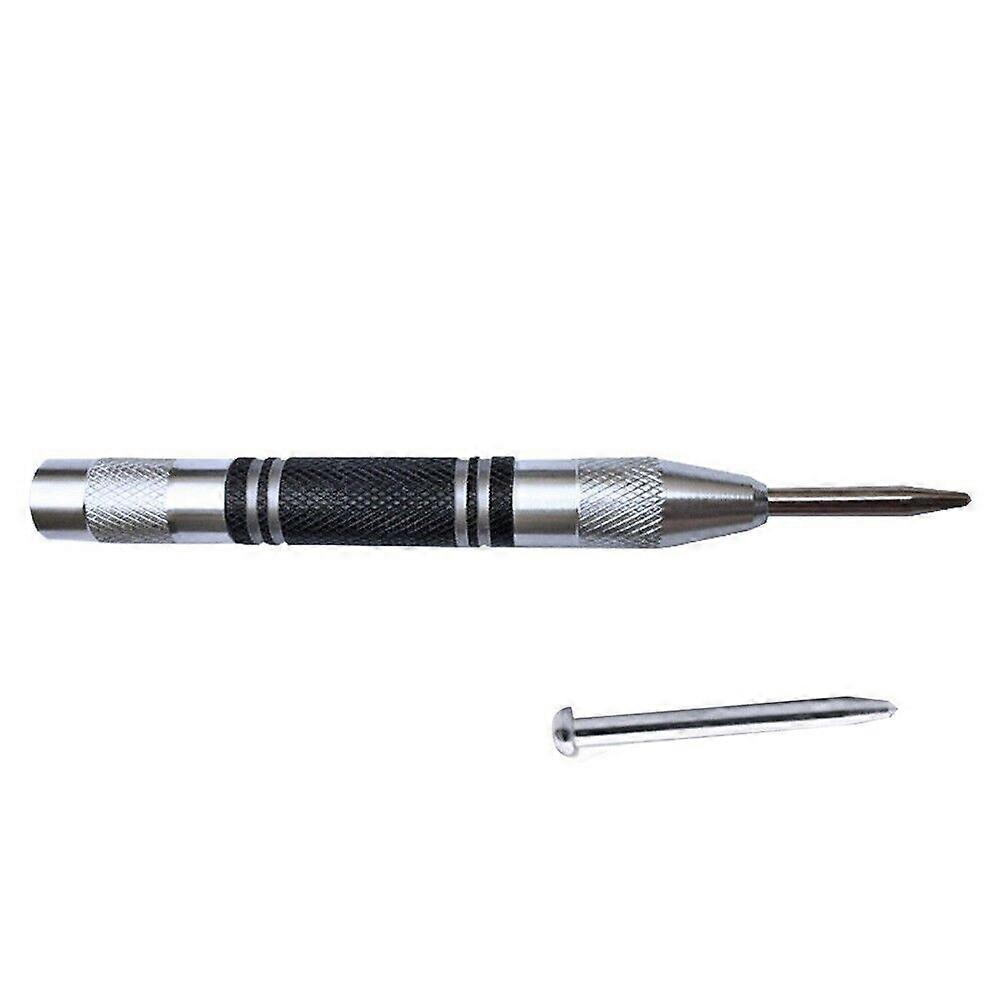 Automatic Center Pin Spring Loaded Mark Center Punch Tool + Punch Needle.(black+silver)(1pcs)