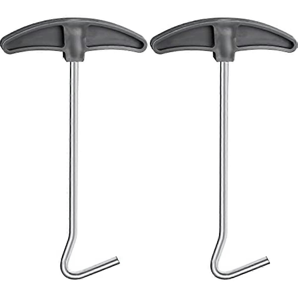 2 Pieces Tent Peg Ground Hook Pullers Extractor Remover Heavy Duty Tent Peg Puller with Plastic Handles for Camping Outdoor