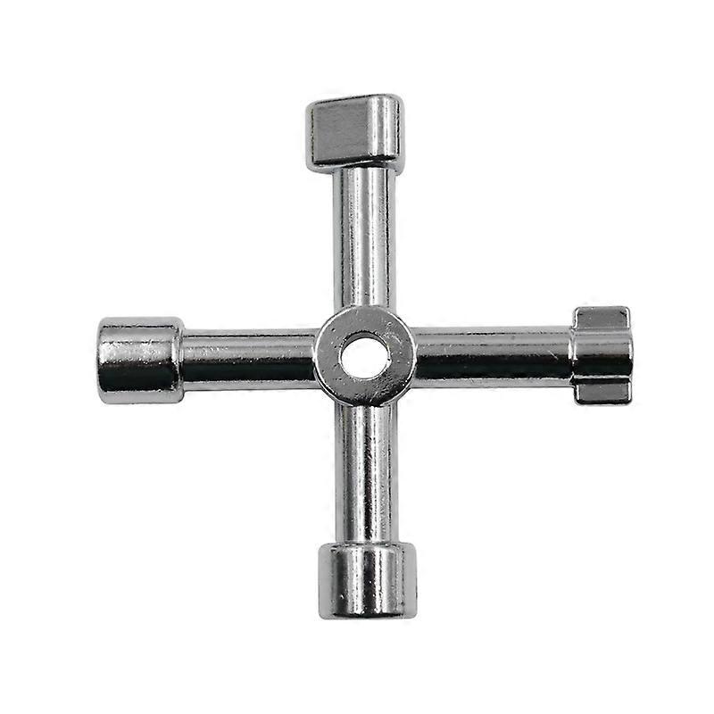 4-Way Multi-Function Wrench (Silver) 4-Way Multi-Function Cross Triangle Wrench 4 in 1 General Electrical Cabinet Key, Suitable for Elevators, Electri
