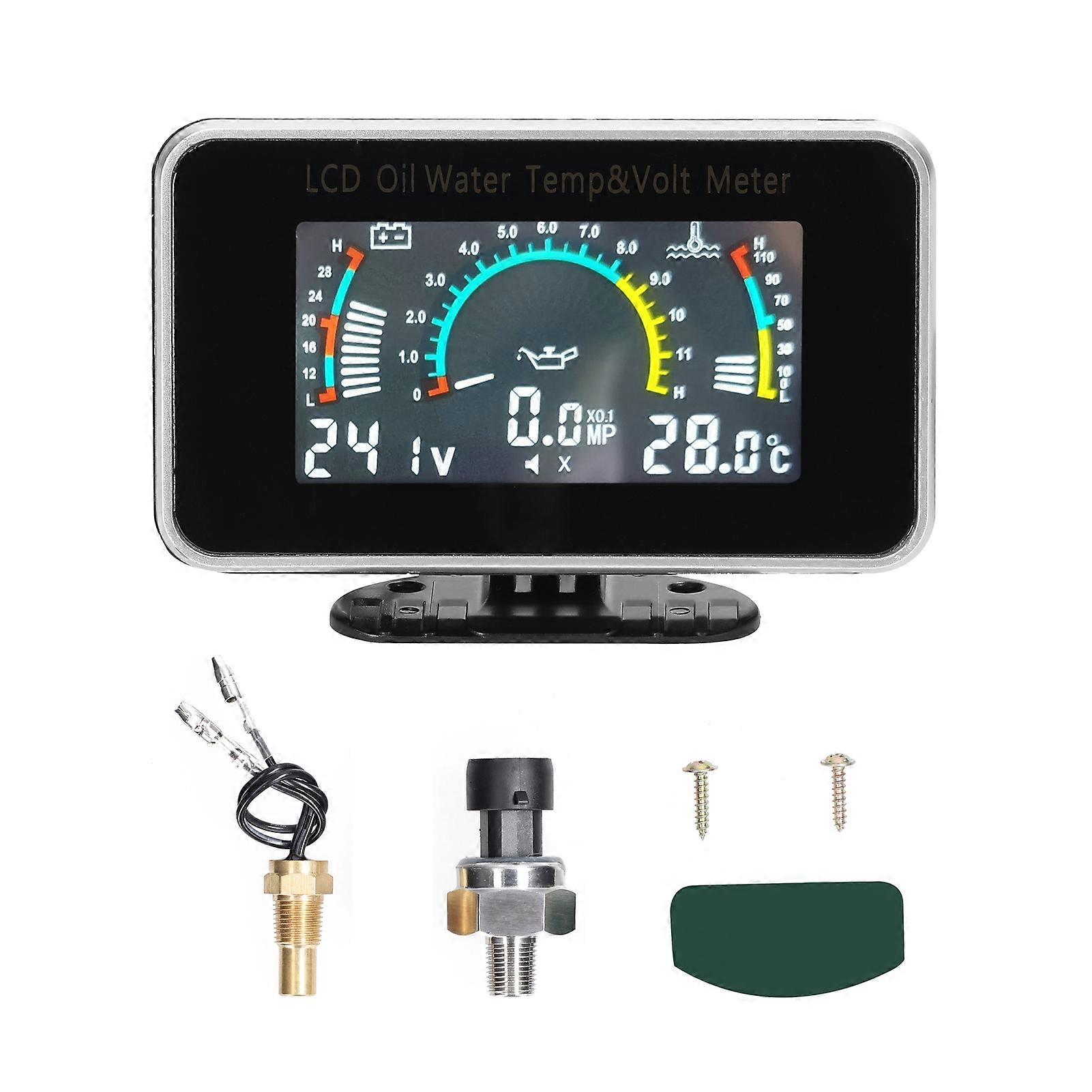 3 في 1 سيارة LCD متر الرقمية ضغط الزيت الجهد مقياس درجة حرارة الماء أداة عالمية 9-36V لسيارة شاحنة سيارات الدفع الرباعي RV
