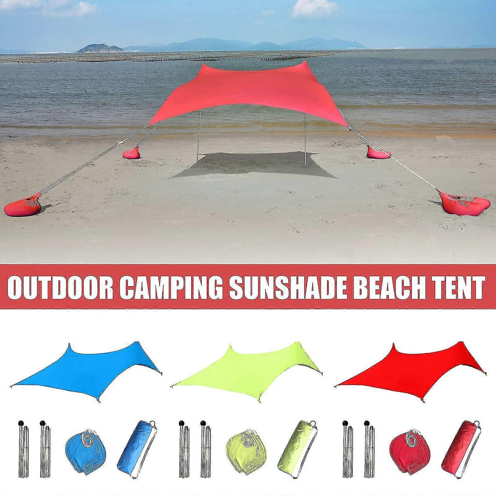 Beach Tent Beach Sunshade Lightweight Sun Shade Tent With Sandbag Anchors Comfortable For Parks Outdoor Camping Jd4