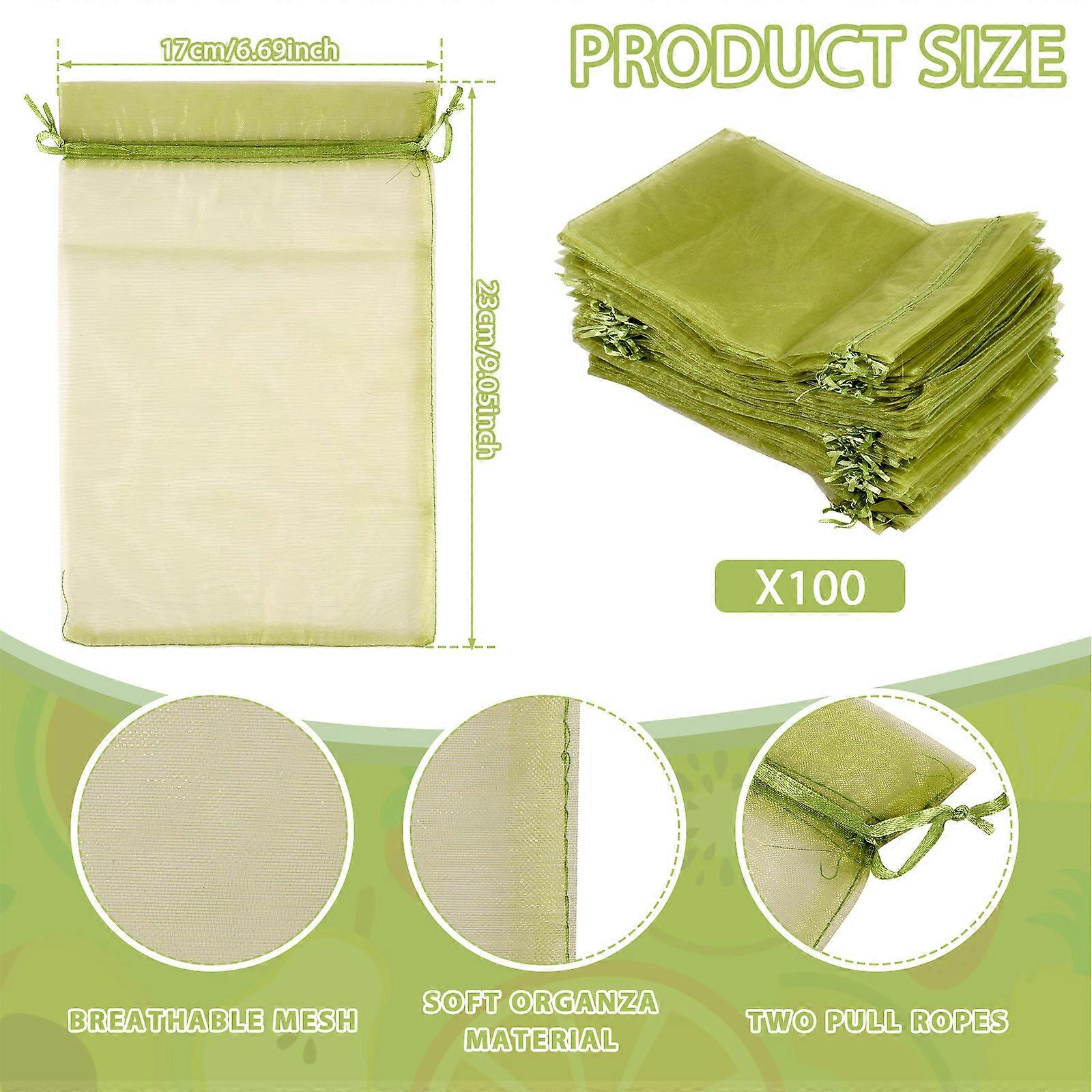 100~300pcs Fruit Plant Growing Kits Protection Bags Pest Control Anti-Bird Garden Netting Bags Drawstring Grape Breathable Reusable Mesh Fruit Bag