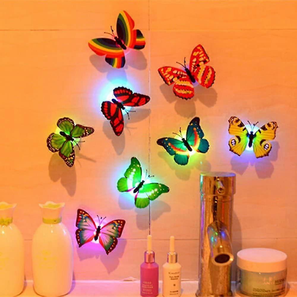 10 buc Led Butterfly autocolante de perete Lumini autocolante de perete 3d Casa decorare, lumina de noapte
