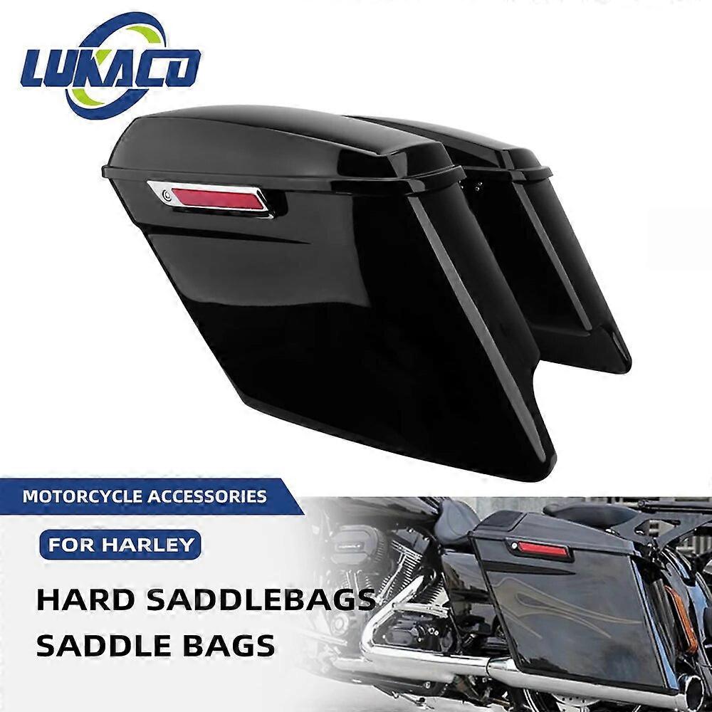 Redkid 2pcs Universal Motorcycle Stretched Extended Saddle Bag Tool Luggage Storage Box For Harley T