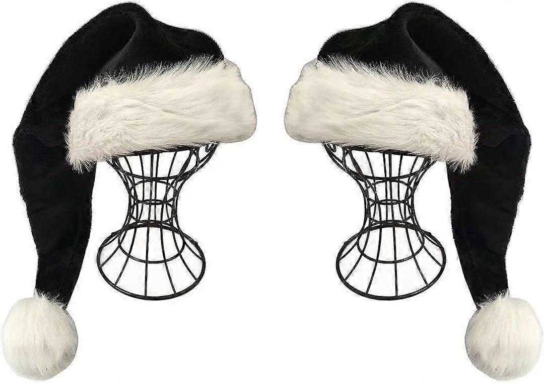 Schwarze Weihnachtsmütze - Erwachsene Deluxe Schwarz Und Weiß Weihnachtsmütze Pack 2 StückNEU10
