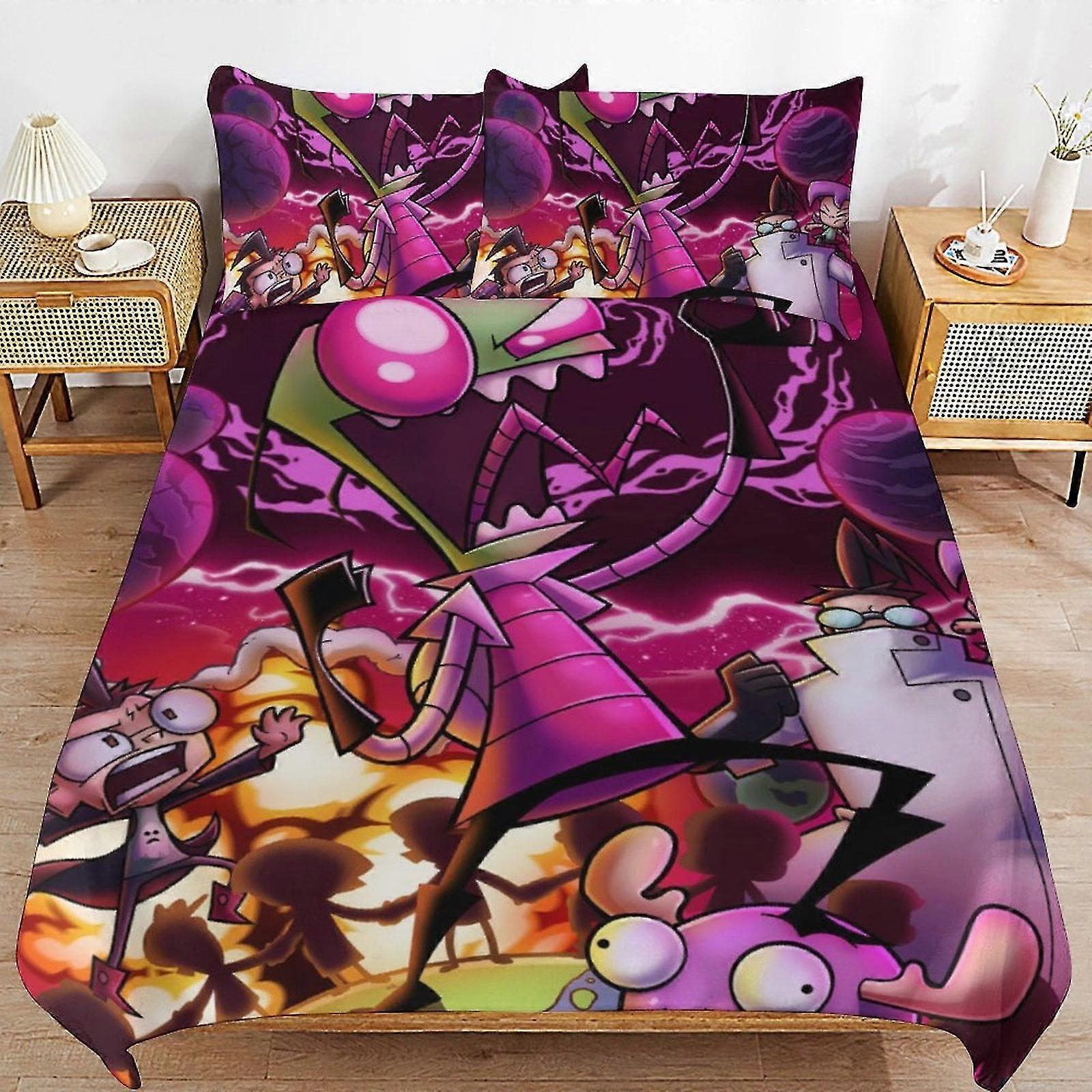 b1461 Prostěradla Invader Zim Povlečení na přikrývku 3dílná sada povlečení 1 povlak na přikrývku a 2 povlaky na polštář prostěradla gb1461