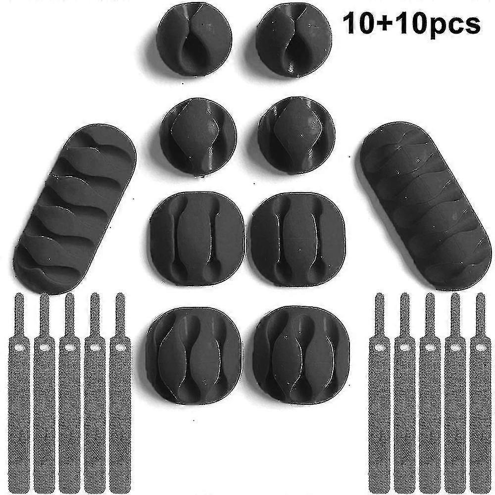 20 Pcs Cable Management Organiser 10 Cable Holders & 10 Cable Ties