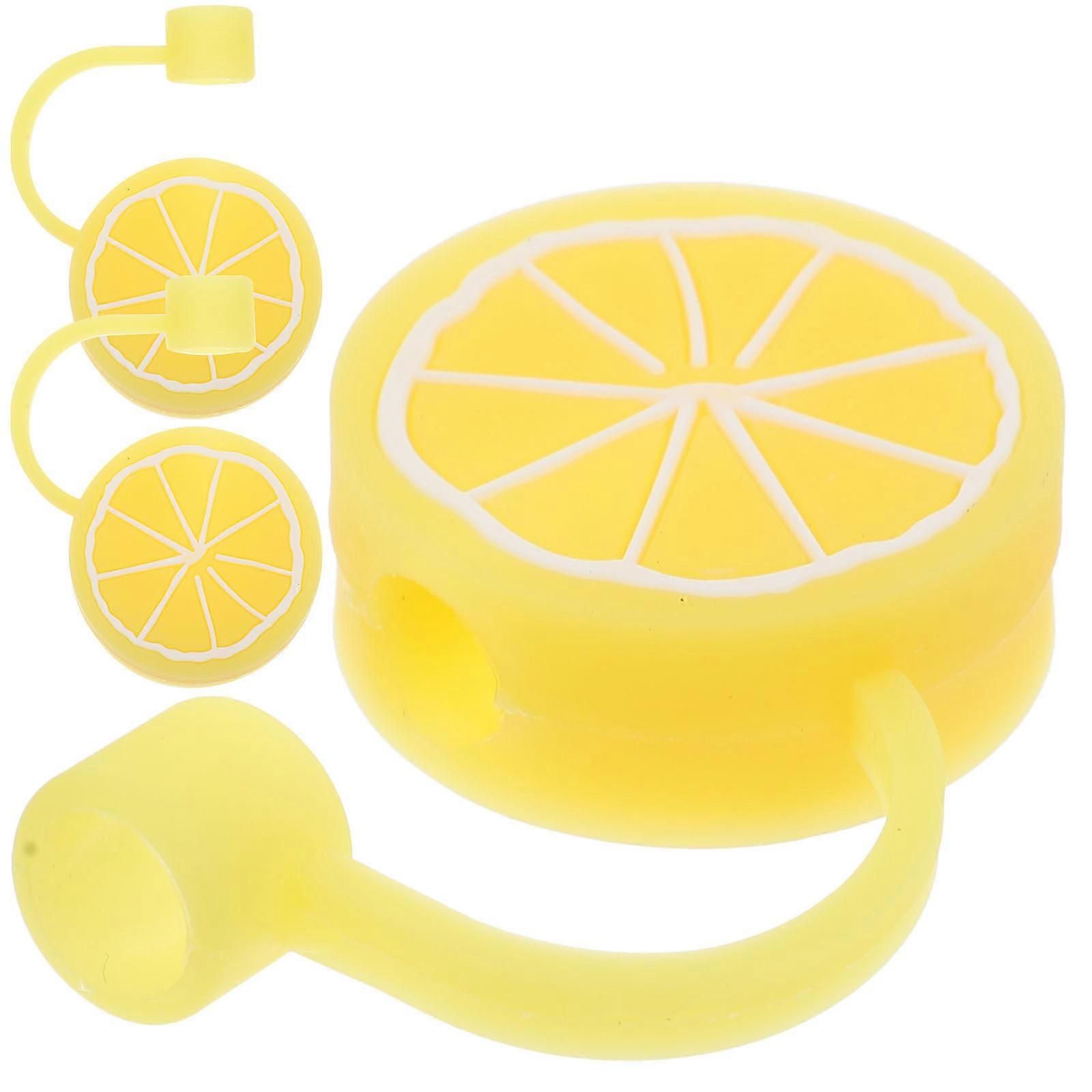 3pcs Lemon Straw Covers Cap Reusable Drinking Straw Tips Lids  Straw Tips Covers