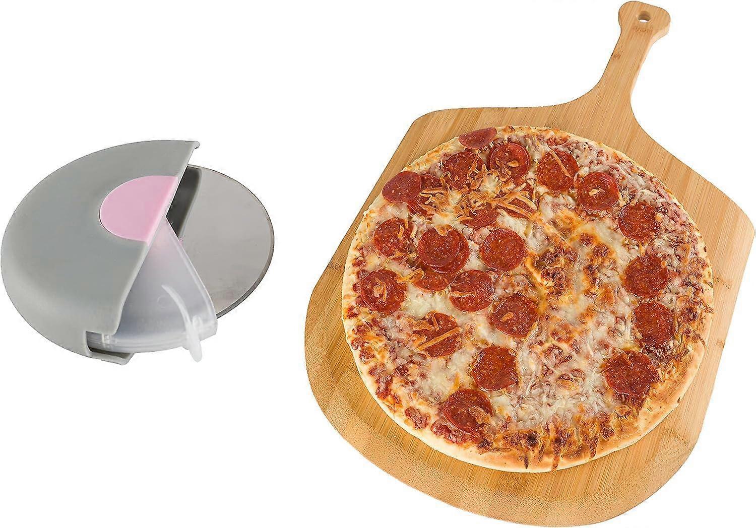 12 Inch Bamboo Pizza Peel with Pizza Slicer