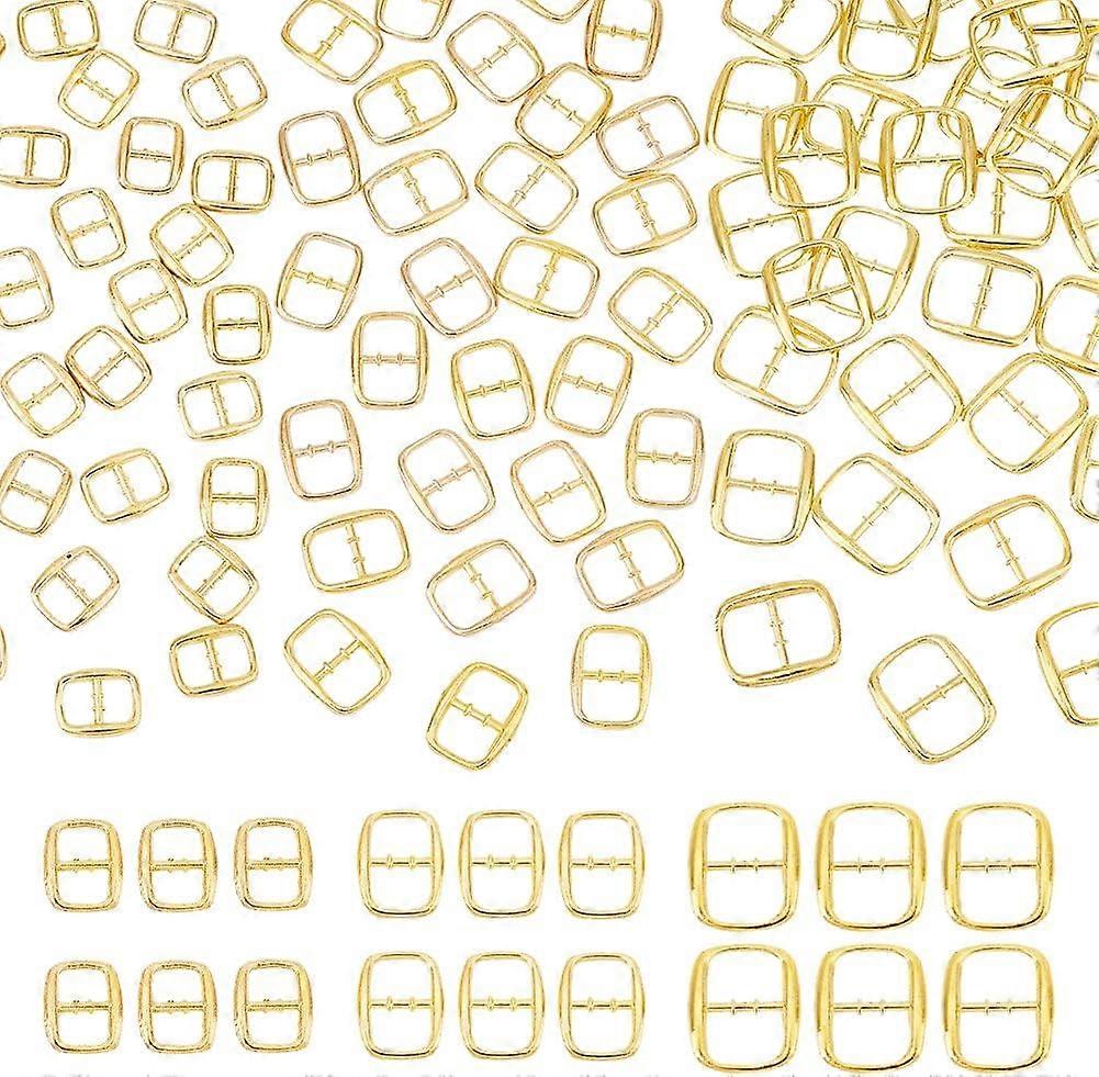 90 Pcs Metal Buckle Hardware 2 Holes Light Gold Alloy Button Sliding Button Rectangular Adjustable Handmade Button Suitable for Ornaments Handicraft D