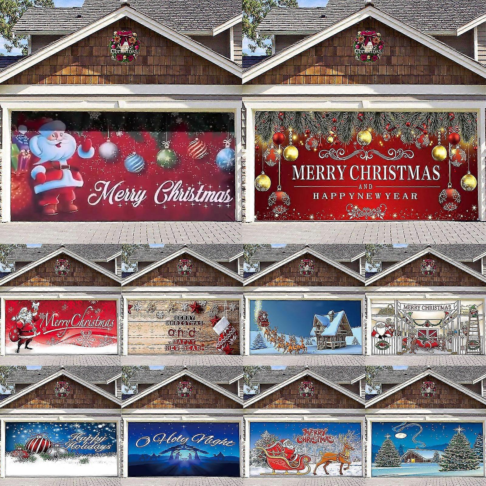 7x 16 قدم عيد ميلاد سعيد عطلة بانر غطاء باب المرآب غطاء باب كبير