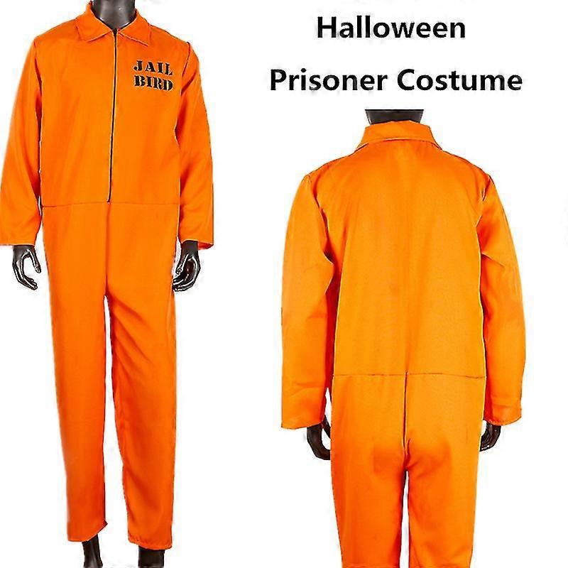 男性と女性の囚人ジャンプスーツコスプレコスチュームハロウィーンパーティーカーニバルユニセックスオレンジ刑務所受刑者刑務所刑事ドレス