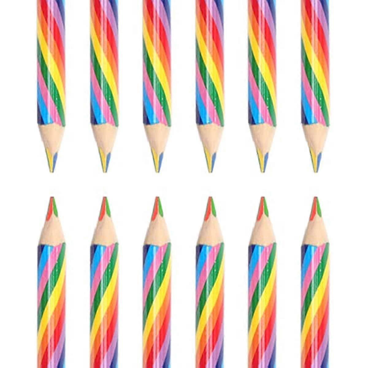 12pcs Crayons de couleur arc-en-ciel pour enfants 4 en 1 crayons de couleur Crayon arc-en-ciel pour enfants