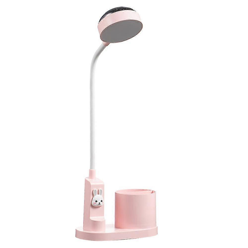 Kids Desk Lamp, Study Table Lamp With Pen Holder, Automatic Color Changing Bedside Lamp, Dimmable Rechargeable Led Reading Lamp For Children (pink)