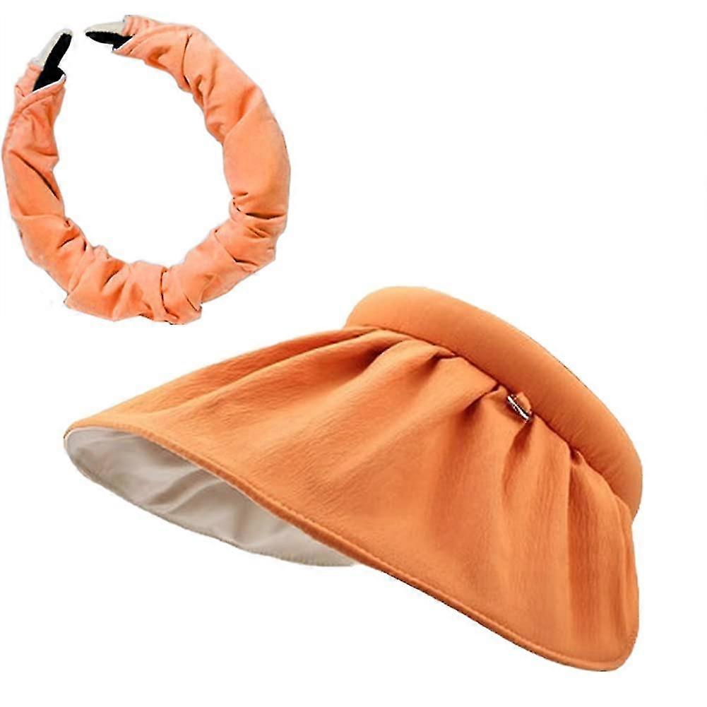 2 w 1 Czapka do włosów Czapka do włosów Składana opaska na głowę dla kobiet, Ochrona przed promieniowaniem UV Soft Visor Beach Sun Hat dla dziewcząt i kobiet