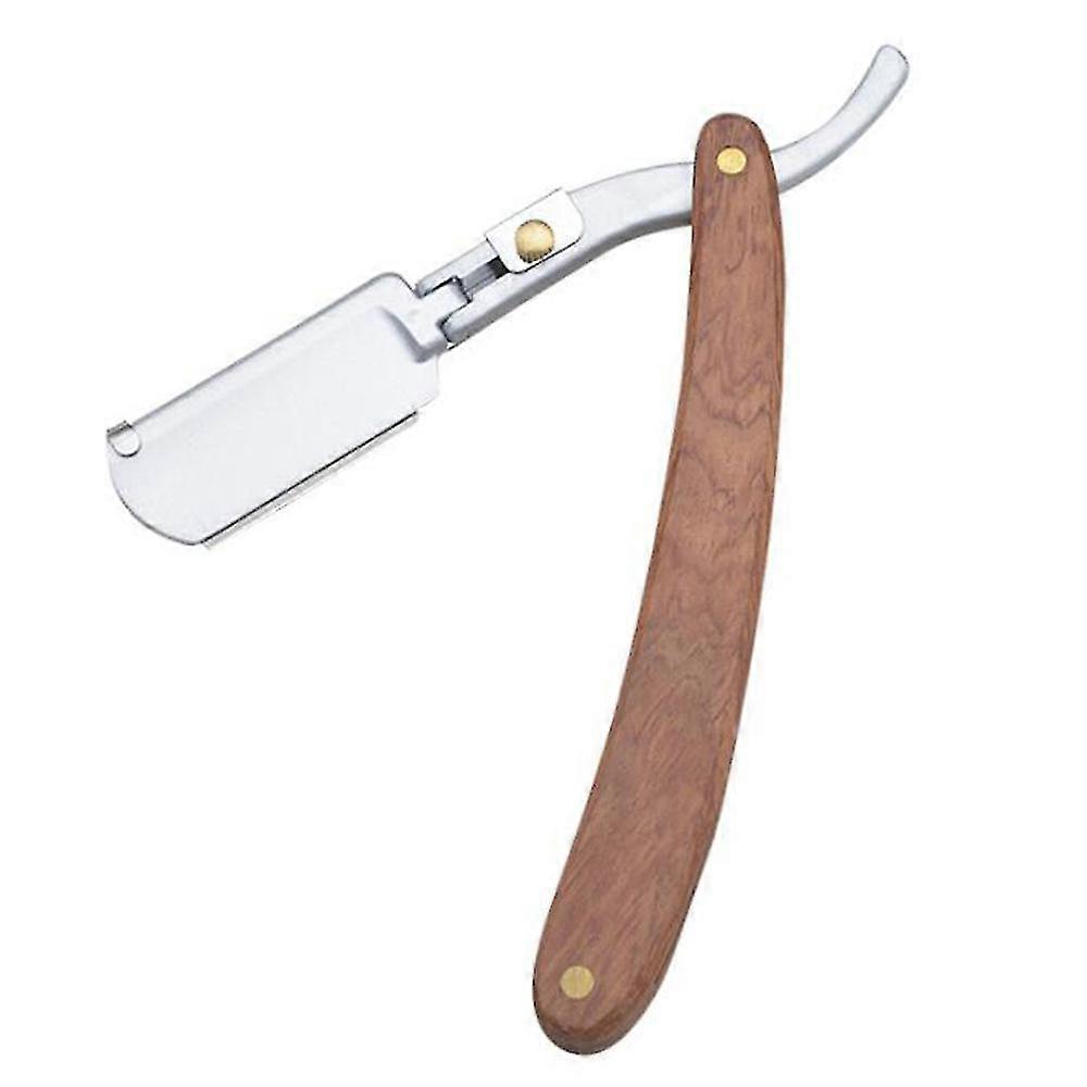 Straight Razor With Real Wood Handle With Blade Holder