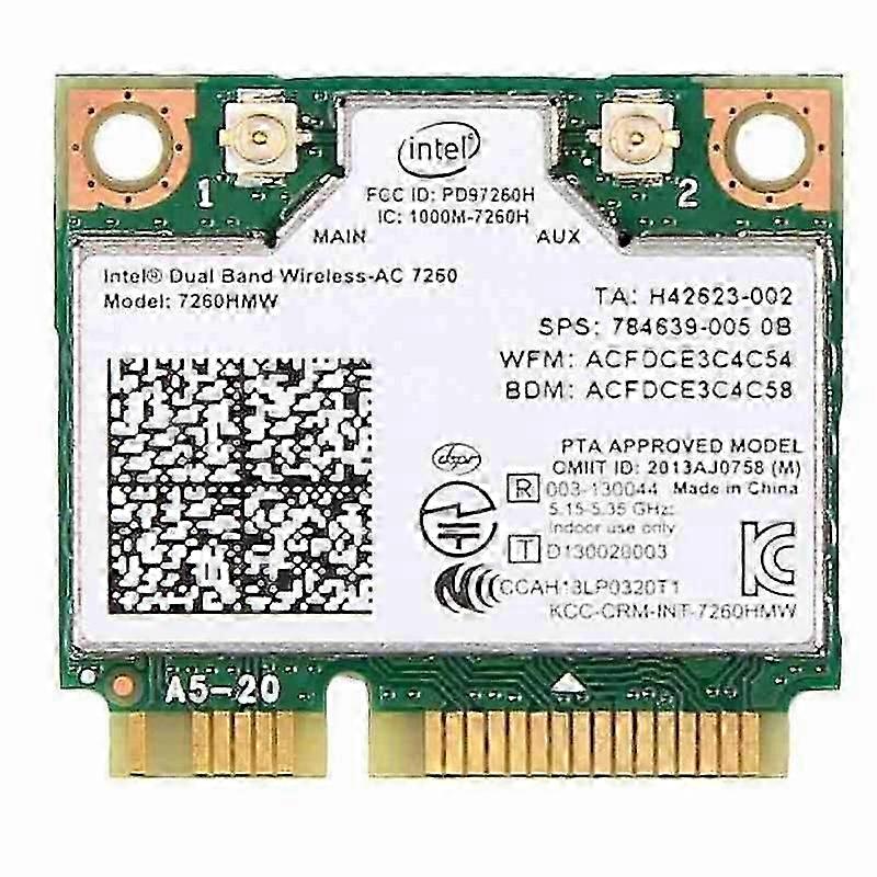Intel 7260 AC 7260HMW 867 Mbit / s 5G Wireless Wifi