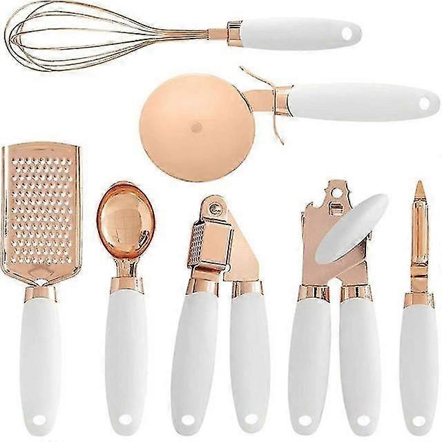 Kitchen 7 Piece Set Rose Gold Baking Tool Kitchen Trinket Set Kitchen Tools Kitchen Gadgets(White)
