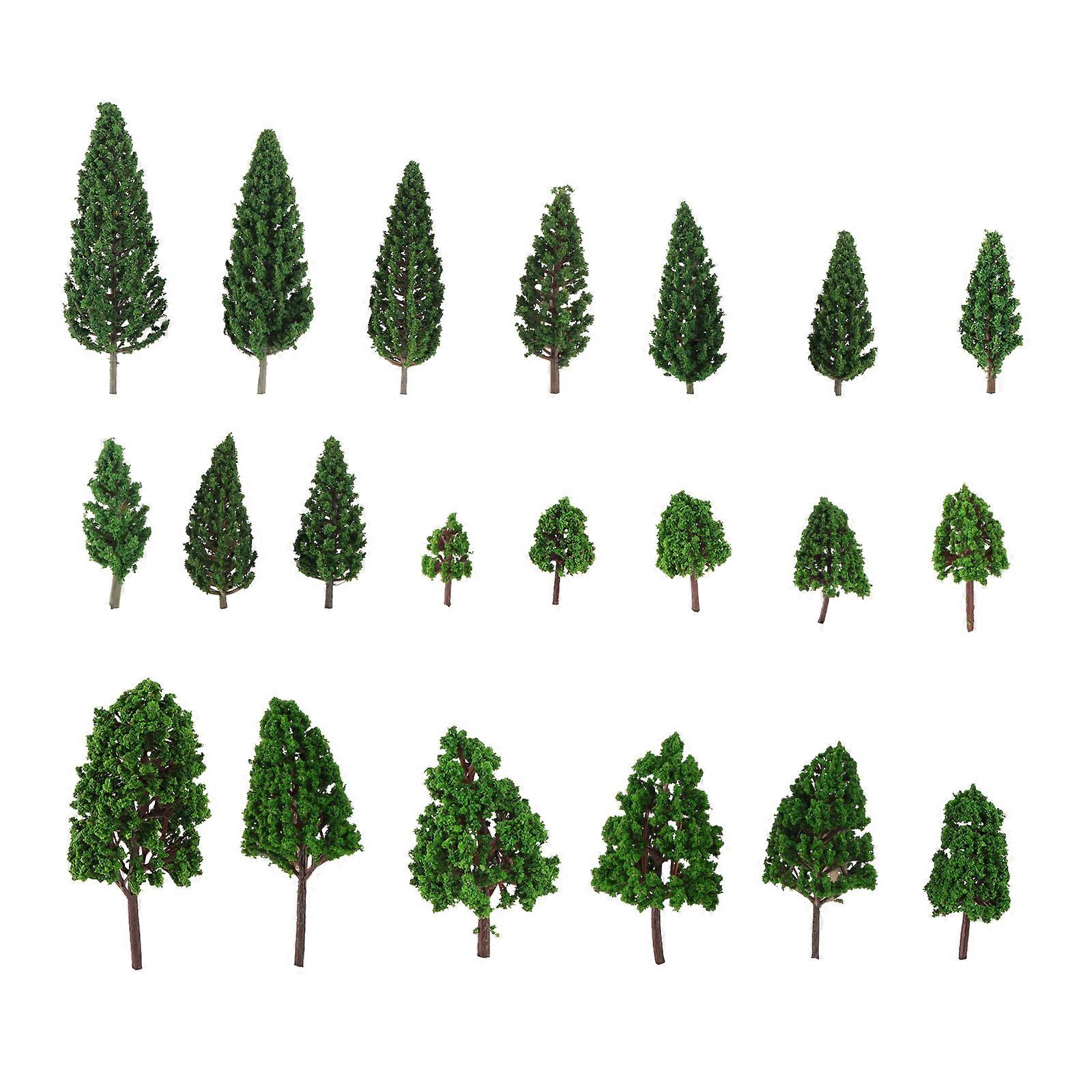 22pcs Green Mini Tree Set Scenery Architectural Landscape Model Trees