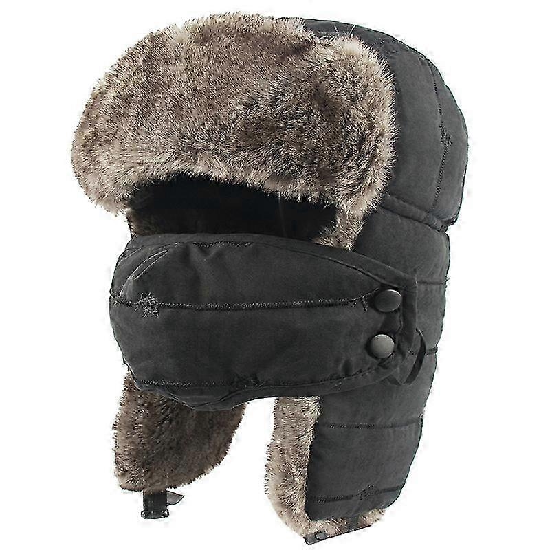 Winter Warm Kitten Embroidered Windproof Mask Ear Guard Cap (black)