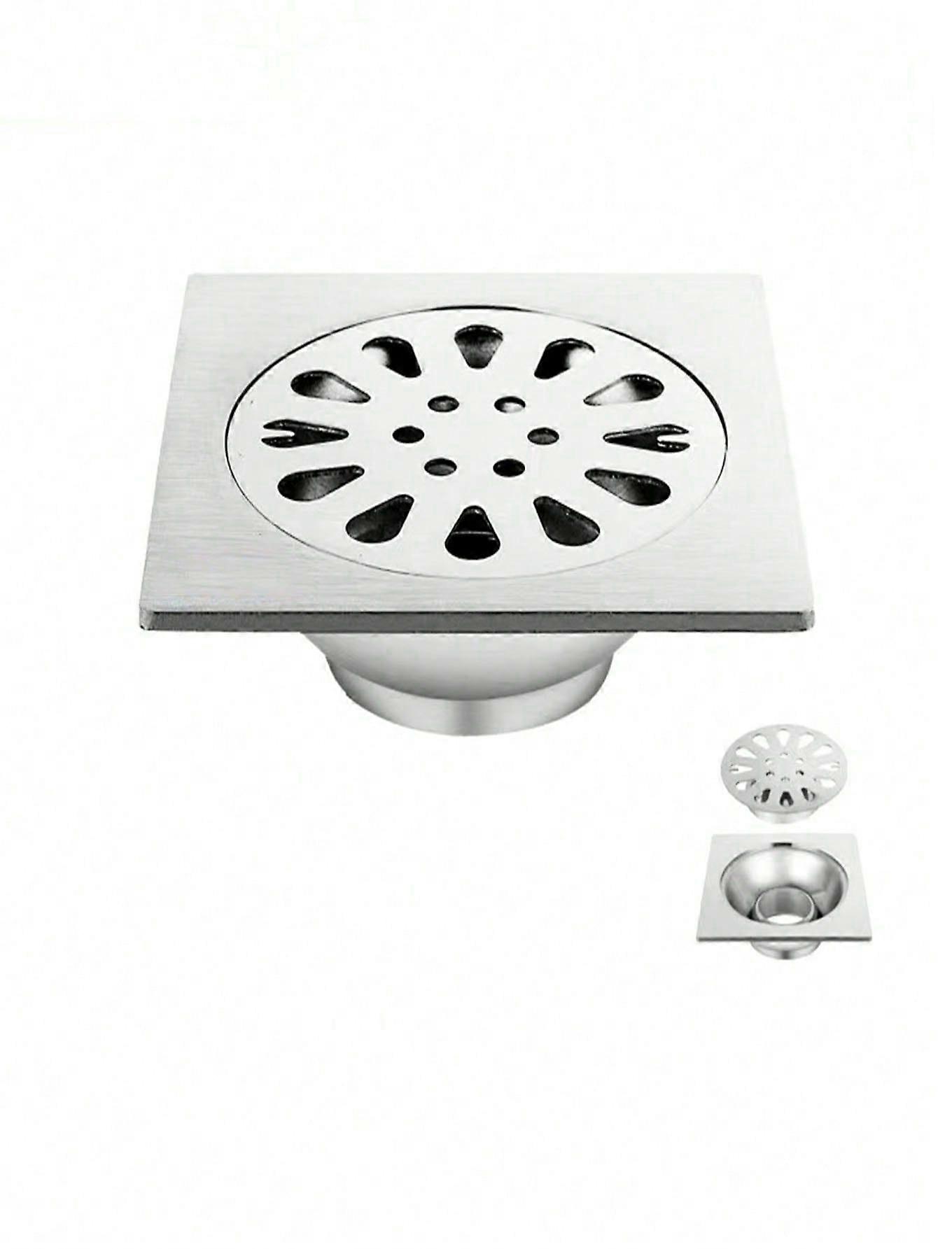 1 قطعة 10 سم فضي عريض 304 استنزاف أرضي مربع من الفولاذ المقاوم للصدأ ، مقاوم للرائحة ، جهاز مضاد للآفات للحمام