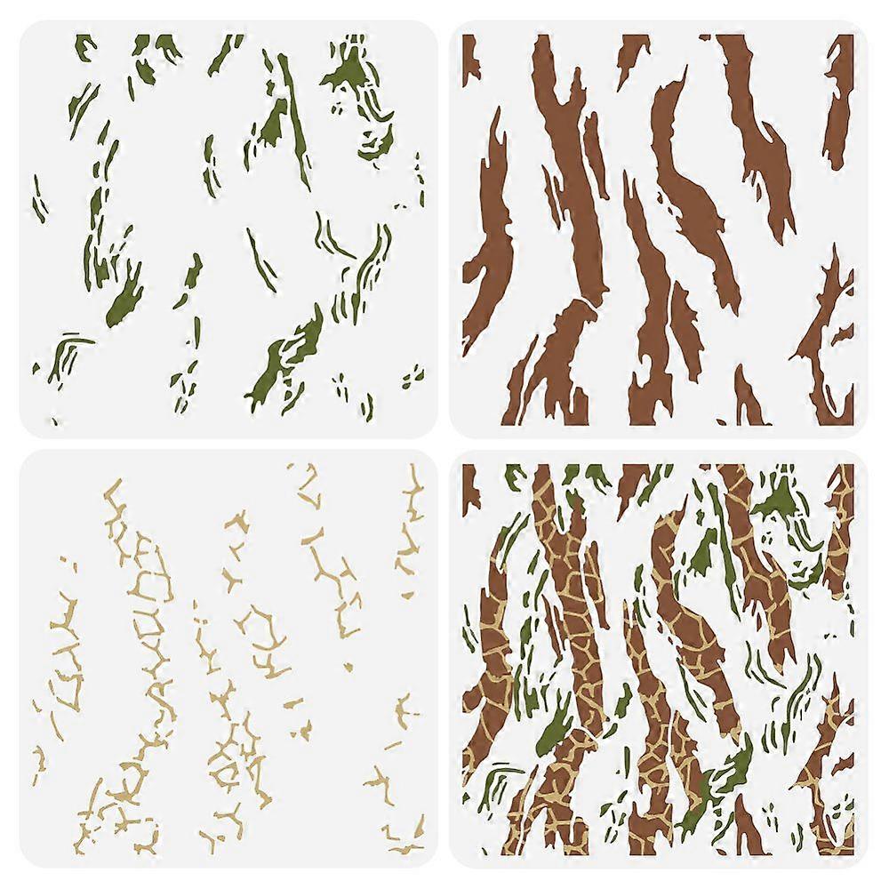 3 Pcs Layered Snake Print Camouflage Stencil 11.8x11.8 inch Animal Print Stencil for Painting Snakeskin Crack Patterns Stencil Reusable DIY Art Craft
