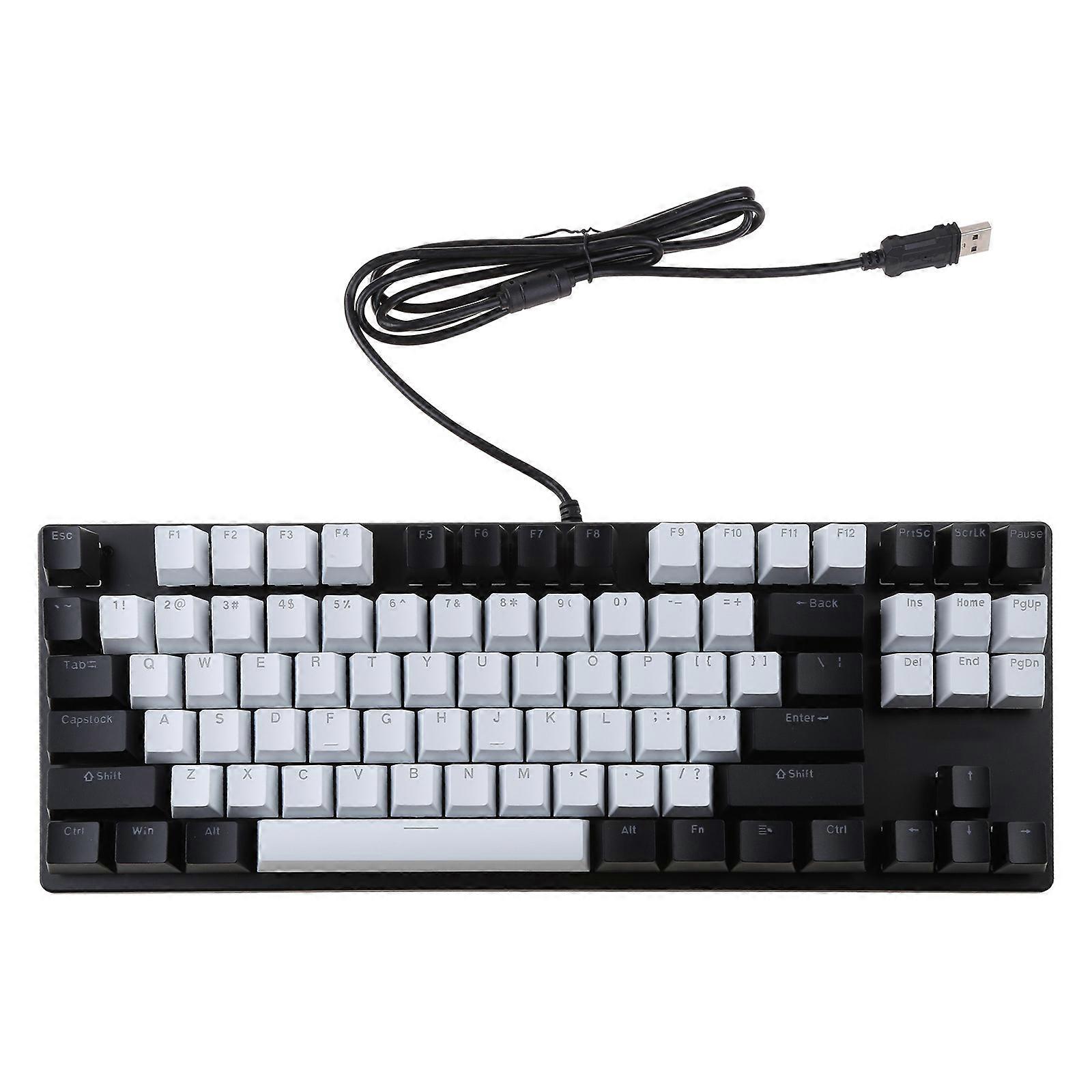 K550 Mechanical Gaming Keyboard 87 Keys RGB LED Rainbow Backlit Wired Keyboard for w/ Green/Red Switches for Windows Gam White and black