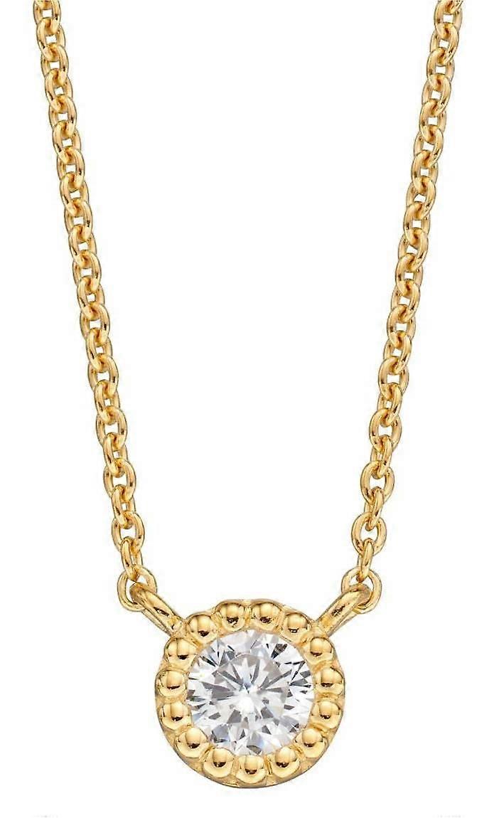 Beginnings Millegrain Edge Gemstone Necklace - Gold