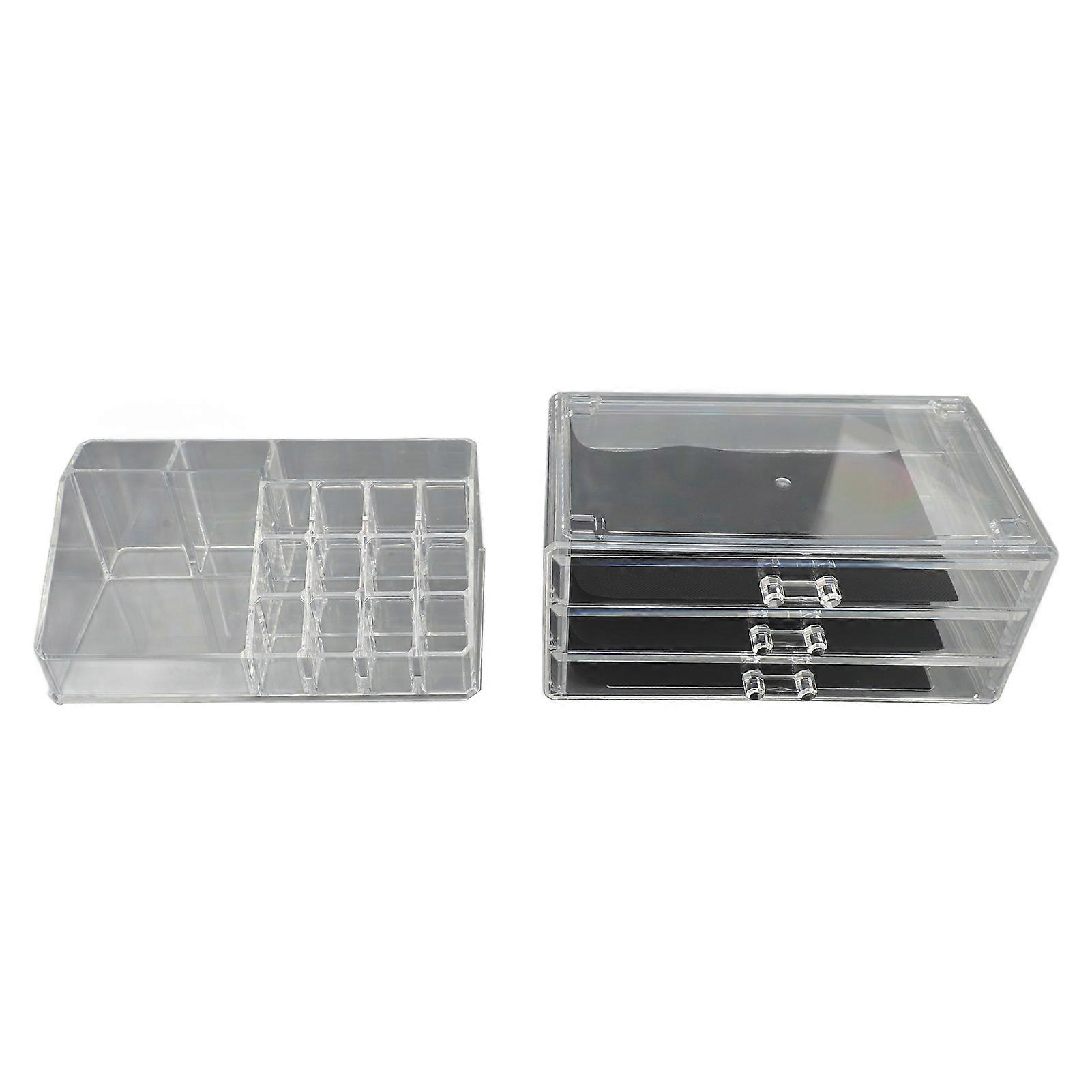 Clear Makeup Organizer with Drawers - Stackable Cosmetic Display for Lipsticks, Earrings, Brushes