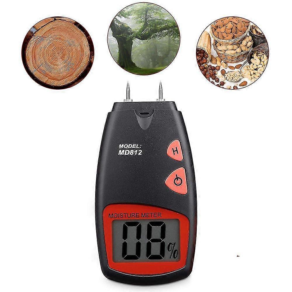 Digital Wood Moisture Meter Handheld Lcd Moisture Tester Damp Moisture Tester Detector With 2 Spare Sensor Pins And One 9v Battery(both Included)