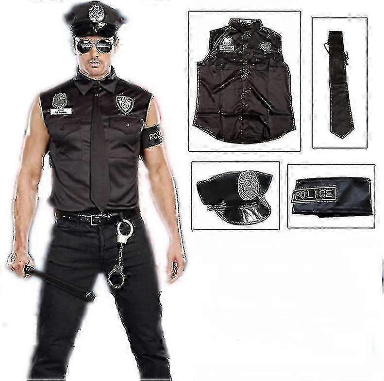 ハロウィーンのコスプレのためのアダルトアメリカ米国警察ダーティコップオフィサーコスチュームシャツ-ZY