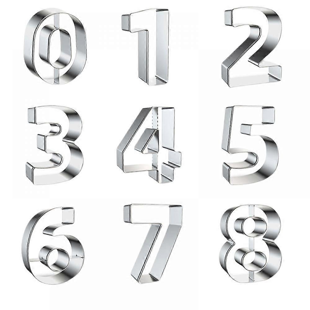 Number Cookie Cutters Shapes Large Shapes Cookie Cutter Set Numeral Biscuit Fondant Molds for Holiday Party Decorations - Stainless Steel