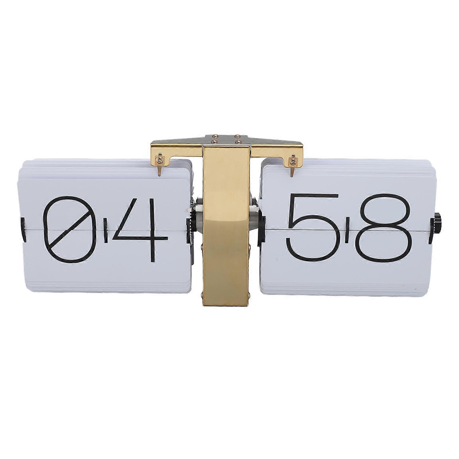 Big Flip Clock 24H Auto Knob Gold Frame White Page