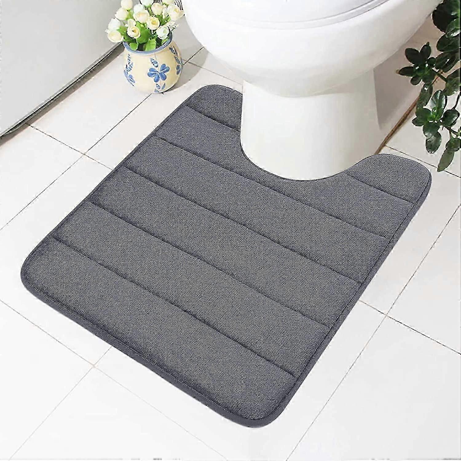 WC-Sitz aus Memory-Schaumstoff - rutschfest-saugfähig-waschbar-WC-geeignet (50 x 60 cm dunkelgrau)